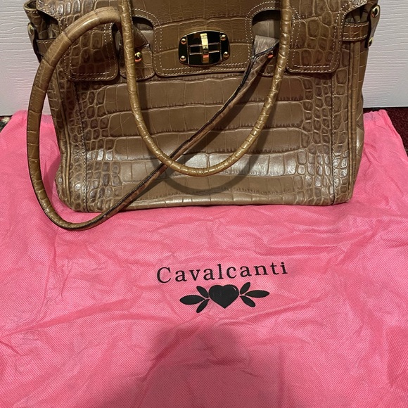 Blush colored genuine leather satchel with dust bag - Picture 5 of 5